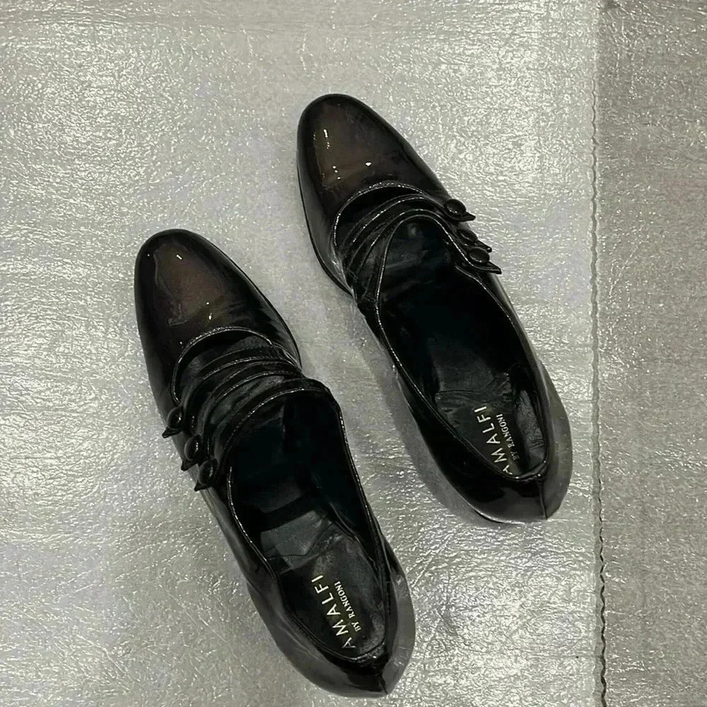 [US7.5N-4A]Amalfi by Rangoni Patent Leather Mary Jane with 3  Straps Block Heel